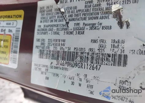 2016 Ford Fusion Se z USA, uszkodzony, nr VIN 3FA6P0HD9GR112647